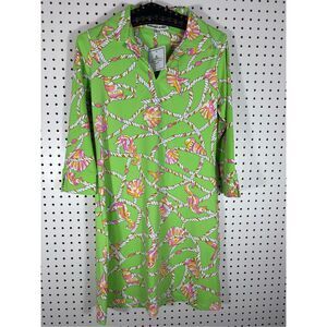 Barbara Gerwit seashell seahorse nautical print dress size M